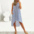Loose-fitting Sleeveless Striped Strap Dress