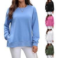 European And American Autumn And Winter Solid Color Long-sleeved Top Women