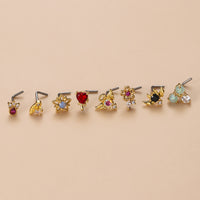 Water Drop Modeling Colorful Zircon L-bar Fashion Nose Nail