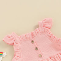 Girls Summer Suspender Shorts Suit