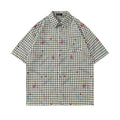 Loose Short Sleeve Plaid Shirt Men