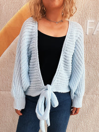 Commuter Deep V Lace-up Long Sleeve Knitwear Cardigan Coat Sweater