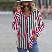 Striped Printed Elegant Commuter Womens Shirt