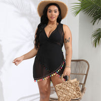Colorful Tassel Patchwork Irregular Dress With Cross-Tie Straps