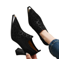 British Leopard Print Metal Head High Heels Women's Thick Heels New Spring And Autumn Season