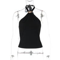 French-style Adjustable Buckle Strap Fashionable And Sexy Open-back Solid-color Tube Top Vest