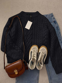 Thickened Loose Lazy Wear Slim Solid Color Knitted Sweater