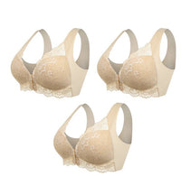 3-piece Front-closure Plus-size Lace Bralette Without Underwire