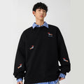 Embroidered Design Polo-neck Hoodie For Men