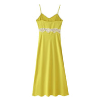 Womens Fashionable Sexy Chic Lace-Trimmed Slip Dress
