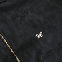 Three-dimensional Pocket Lapels PU Leather Jacket For Men