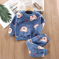 Cotton Padded Thickened Home Wear Autumn Clothes Long Pants Boys And Girls Underwear Suit