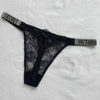 Rhinestone Lace Underwear Women's T-back