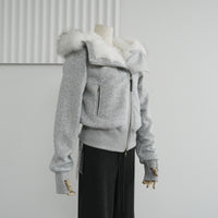 Hooded Fur Collar Twill Plush Liner Cotton Coat Jacket