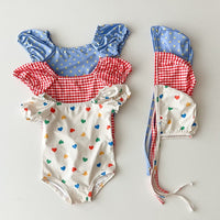 Girls' Baby Bubble Sleeve Printed One-piece Swimsuit