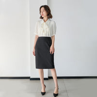 Chiffon Bow Women's Professional Wear Formal White Shirt