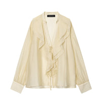 European And American Style New Fashionable Layered Decorative Bow Blouse