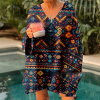 Printed Comfort And Casual V-neck Long Sleeve Sweaters Women's Clothing