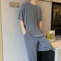Men's Trendy Hong Kong-style Casual Viscose Short-sleeve Set