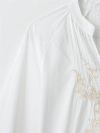 Ethnic Floral Positioning Embroidered Flower Long Sleeve Shirt
