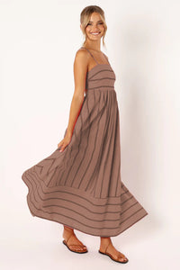 Striped Sleeveless Strap Backless Casual Dress