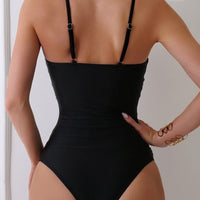 Solid Color Sexy Siamese Fashion Suspenders Backless Women's Swimsuit