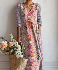 Lady's Linen Long-sleeved Dress