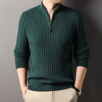 Men's Pullover Half Zipper Sweater Vertical Stripes