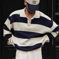 Autumn And Winter Basic Korean-style Loose Blue And White Striped Versatile Loose Sweater