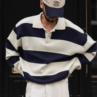 Autumn And Winter Basic Korean-style Loose Blue And White Striped Versatile Loose Sweater