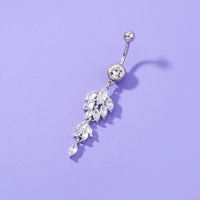 Simple Belly Button Ring Creative Leaf Micro-inlaid Zircon