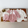 Baby Sunken Stripe Classic Style Romper Western Style Full Moon