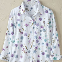 Womens Long-sleeve Shirt With A Simple Floral Print Top