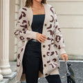 Women's Mid-length Leopard-print Sweater Baggy Coat