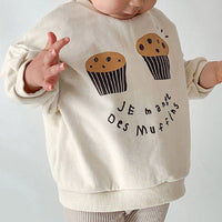 Small Cake Printed Fleece Casual Sweatshirt