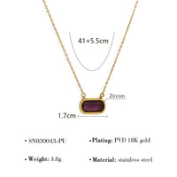 Oval Versatile Necklace For Women Square Pendant With Inlay