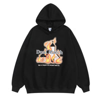 Men's Winter Thick Loose Flame Print Pullover