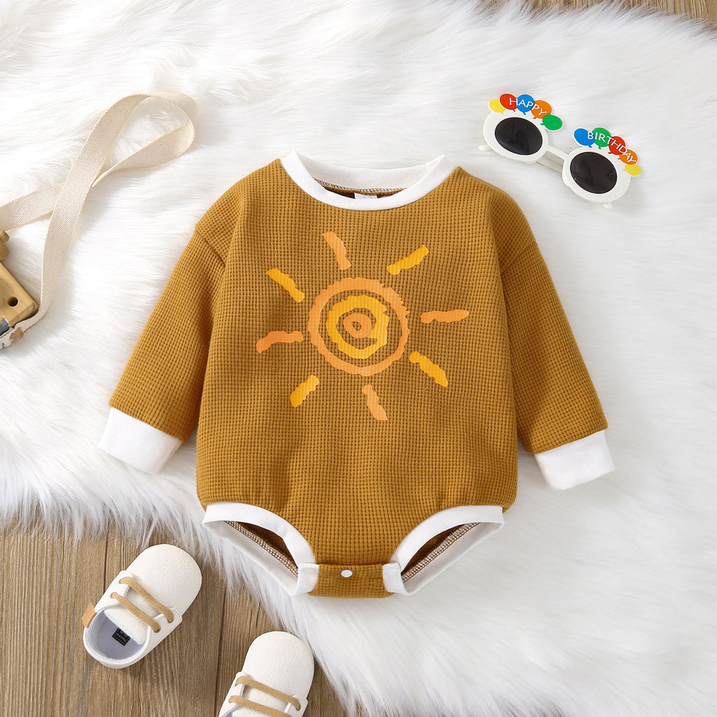 Kids Long Sleeve Romper Unhooded Waffle Multicolor