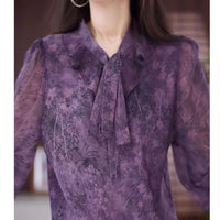 Fashionable Long-Sleeve Floral Chiffon Shirt