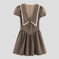 Womens Stylish Elegan Slim-Fit Plaid Lapel Dress