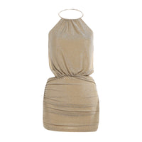 Sleeveless Halterneck Lace-Up Asymmetrical Bodycon Dress