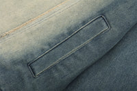 Guochao High Street Contrast Color Monkey Wash Denim Jacket
