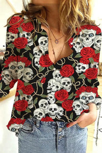 Creative Love Valentine's Day Element Pattern Long Sleeve Women's Shirt