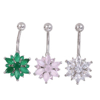 Stainless Steel Zircon Chrysanthemum Belly Ring Short