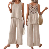 Casual Chic Elegant Floral Set With Hollow-Out Back