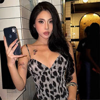Leopard Print Niche Design Chest V-neck Small Sling