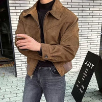 Short Flight Jacket Men's Loose Lapels Zipper