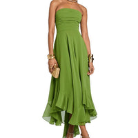 Ruched, Slim-fit, Chic, Asymmetric Maxi Dress