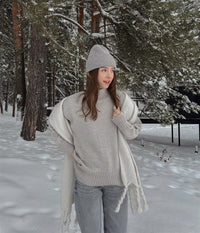 Simple And Casual Solid-color Pullover Knit Sweater