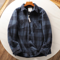 Autumn And Winter Fleece-lined Warm Composite Lambswool Plaid Shirt Cotton-padded Coat